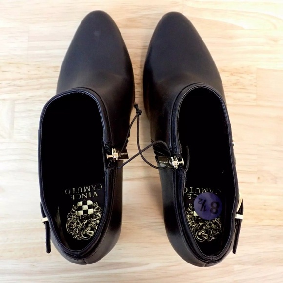 Vince Camuto COORIN Ankle Booties Chunky 3.5" Heels Black Gold Womens Size 8.5 M - Picture 7 of 11